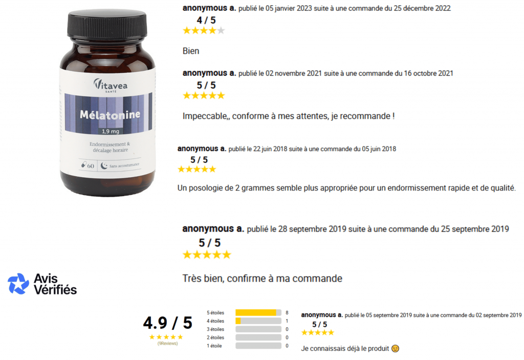 avis des clients sur vitavea melatonine